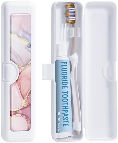 Toothbrush Travel Case - Colorful Pattern, Holder and Covers for Toothbrushes, Includes Tongue Scraper Case by Gerkia