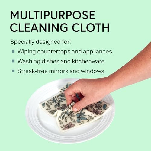 Swedish Wholesale Dishcloths Reusable 8" x 7" Sponge Cloths, Bulk 10 Pack of High Absorbent Cellulose Dish & Kitchen Cleaning Hand Towels, Wring to Dry & Machine Wash, Odor Resistant, Mini Flower - Image 2