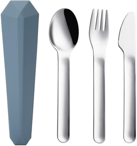DEVICO Utensils for Lunch Box, 4Pcs Travel Silverware Set with Case, Blue by DEVICO