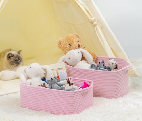 CubesLand Cube Storage Organizer Basket Bin, Cotton Rope Shelves Basket - Image 3