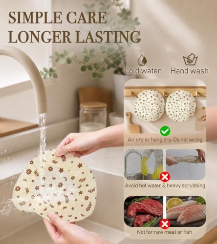 Beeswax Reusable Bowl Covers for Bread Proofing 12 Inch, Flower - Image 5