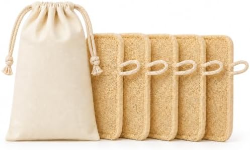 5 Pack Natural Loofah Sponges, 4.7 Inch Long Organic Luffa Plant-Based Real Egyptian Shower Loofah Body Scrubber for Exfoliating & Smooth Skin Cleansing – Ideal for Men & Women, Spa & Shower Use by Unknown