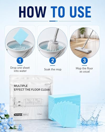 Multi Effect Floor Clean Tablets Cleaning Tables Mopping Cleaner Multiple Tablet Surface Wood Hardwood Sheets Sheet Floors Effects Multipurpose Extra Thick Pack Tables Concentrated(Blue200pcs) - Image 7