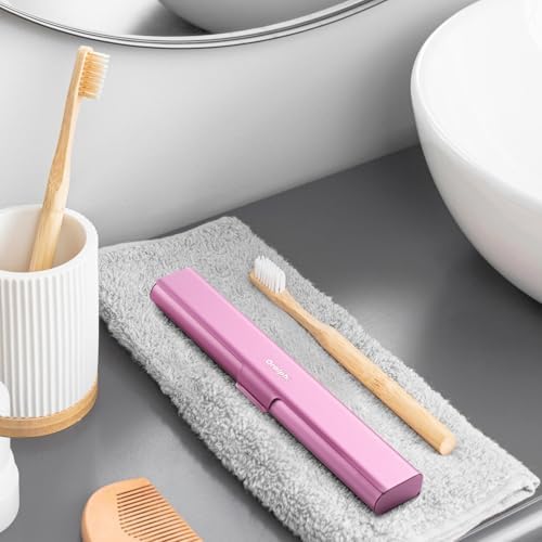 Aluminum Toothbrush Travel Case, Portable Travel Toothbrush Holder, Durable Manual Toothbrush Box Container for Traveling, Bathroom, Camping, Business Trip-Pink - Image 6