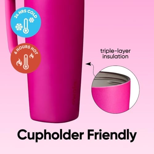 Owala SmoothSip Slider Stainless Steel Insulated Travel Mug with Handle, 100% Leak Proof, For Hot and Cold Drinks, Travel Friendly with Sliding Lock Lid, 24 oz, BPA Free, Leak Proof, Read My Lips - Image 4