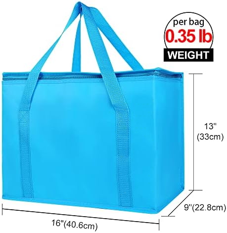 Bodaon 2-Pack Insulated Reusable Grocery Shopping Bag, X-Large Food Delivery Bags, Soft Cooler Bag for Women/Men for Grocery Delivery, Blue - Image 2