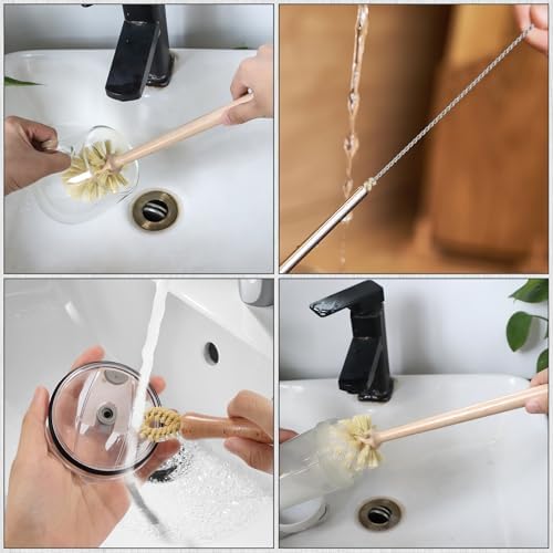 DEBETOOL 3-in-1 Natural Bottle Brush Set, 13.7 Inch Wooden Long Handle - Image 6