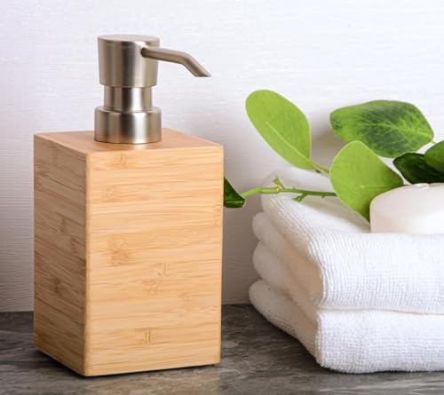 Clasin Home Bamboo Soap Dispenser with Anti-Slip Pads and Stylish Horizontal Wood Grain, Hand Dispenser for Bathroom, Kitchen, Dish, Lotion, Shampoo, Liquid Soap (7 Oz) - Image 6