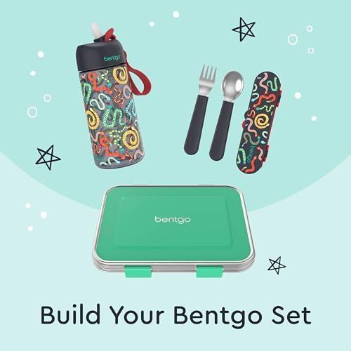 Bentgo Kids Stainless Steel Utensil Set - Reusable Fork, Spoon & Storage Case, PFAS- & BPA-Free, Easy-Grip Handles, Lightweight, Dishwasher Safe, School Lunch, Travel & Outdoors (NEW Sssnakes) - Image 6