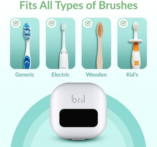Bril UV-C Toothbrush Sanitizer and Holder – Wall Mounted, Rechargeable, 30-Day Battery, Magnetic Mount, Fits Electric and Manual Brushes, Portable Travel Case, Auto-Shutoff – White - Image 3