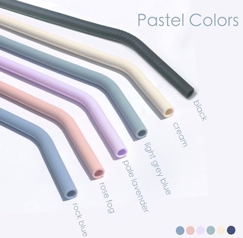 Pastel Color 14” Extra Long Silicone Replacement Straw for 40 oz Stanley Cup, Reusable Flexible Tall Giant Big Drinking Straw for Quencher Tumbler,1Gallon/64 oz Water Bottle,Hydro Jug-6 pack - Image 2