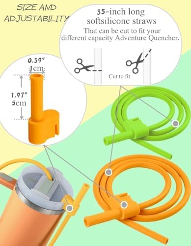 Extendable Long Straws for Stanley Cup, 2 Pack 35" Reusable Silicone Straws- CPC Certified, Fits 40 oz Tumbler And Large Water Bottle, Soft & Flexible Straw Accessories Gift Idea - Image 5
