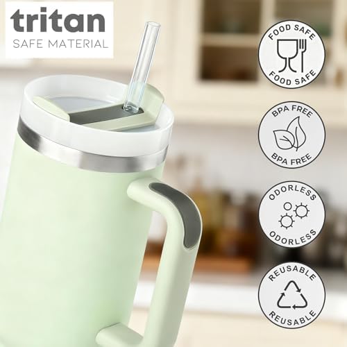 ALINK 10 Pack Reusable Clear Straws for Stanley 30 oz Tumbler, 10.8" Long Tritan Hard Plastic Straws for Yeti 42 oz 35 oz 30 oz Tumbler, Mason Jar, Starbucks - 5 Straight 5 Bent with Brush - Image 5