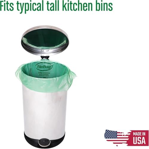 13 Gallon Tall Kitchen Compostable Trash Bags by BioBag, 48 Count, BPI Certified, Meets ASTM D6400 Standards, Made in USA, Food Scrap Bin Liners - Image 2
