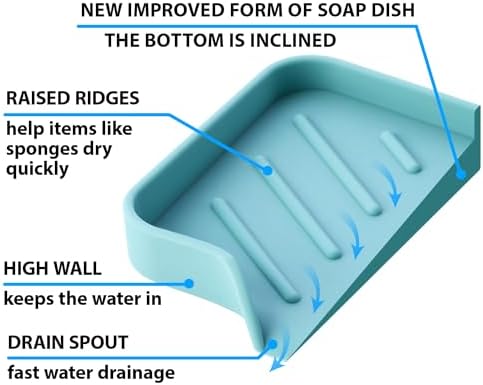 Light Green Silicone Soap Dish Tray, Self-Draining Soap Holder for Bar Soap, Silicone Soap Tray with Drainage, Soap Dishes for Kitchen Counter - Image 6