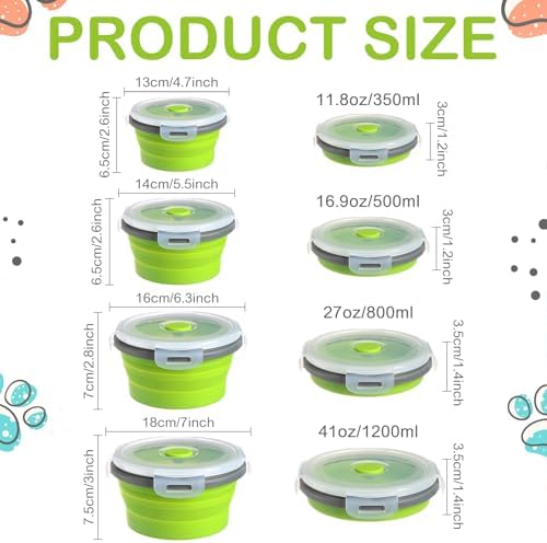 Suclain 4 Pcs Collapsible Bowls with Lids Silicone Camping Food Storage Container Expandable Folding Salad Lunch Box Travel Container for Hiking Camping - Image 2