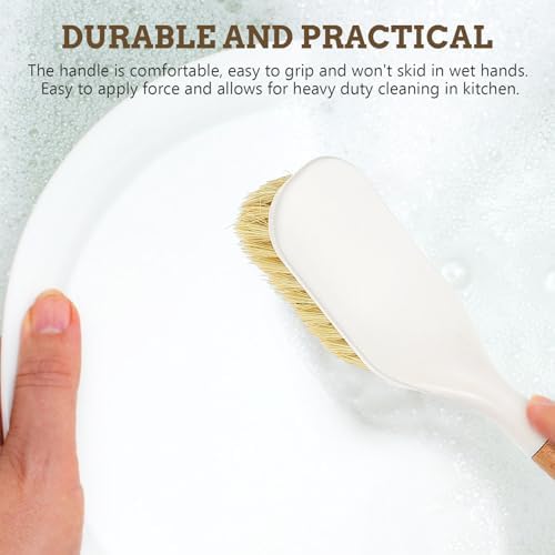 Multi-use Wood Dish Brush Set 2pcs with Sisal Bristles and Wooden Handles, Kitchen Cleaning Scrubbers for Pots, Pans, and Household Surfaces - Image 4