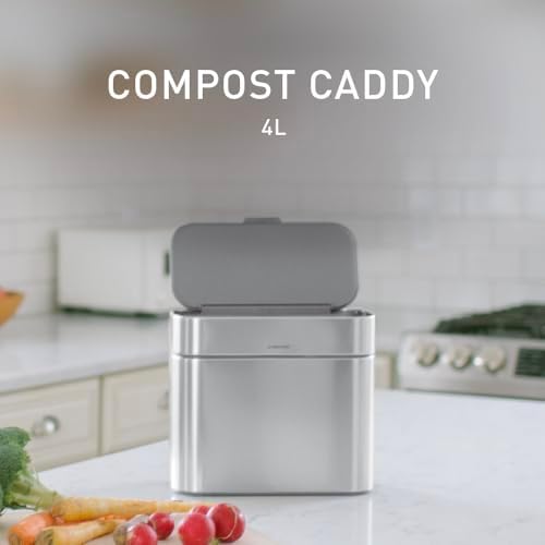 simplehuman Compost Caddy, Detachable and Countertop Bin, 4 Liter / 1.06 Gallon, Brushed Stainless Steel - Image 2