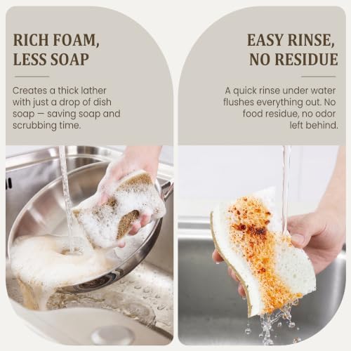 14 Pack Kitchen Sponges, Natural Dish Sponges for Kitchen, Non Scratch Pads - Image 6