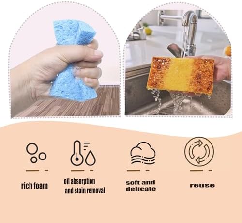12 Pack Cellulose Kitchen Sponge,Non-Scratch Natural Clean Sponge - Image 5