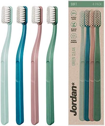 Jordan* ® | Green Clean Manual Toothbrush | Sustainable, Scandinavian Design, Soft Bristles, Mixed Colors | 4 Units by Jordan