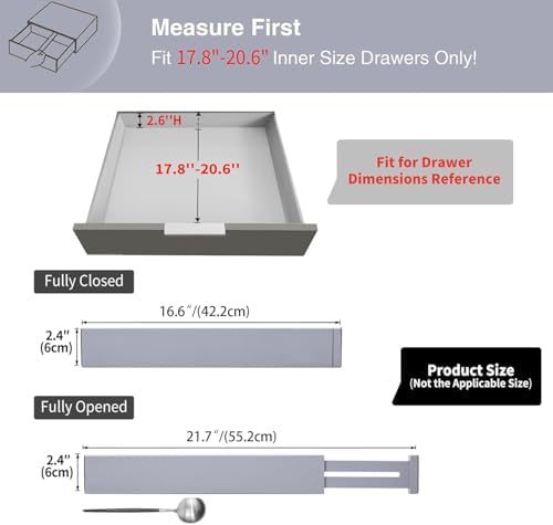 Utoplike Kitchen Drawer Dividers Large, Gray Drawers Organizers Adjustable - Image 4