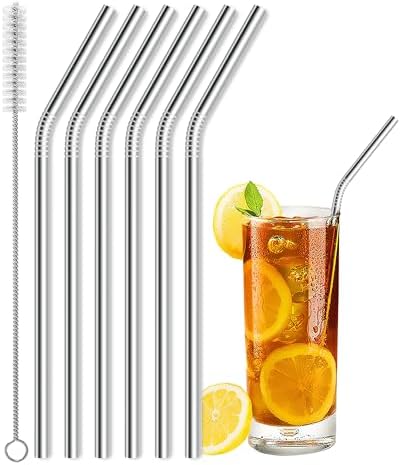Besteek Home 6 Pcs Reusable Stainless Steel Metal Straws & Cleaning Brush by BesteekHome