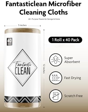 Fantasticlean Microfiber Cleaning Cloth Roll- 40 Sheets, 12" x 12" (Tan) - Image 6