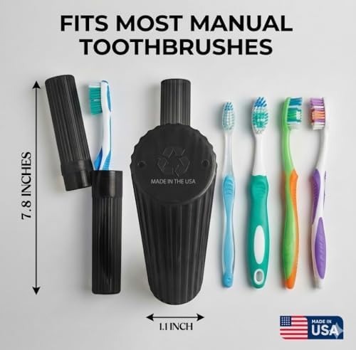American Comb Toothbrush Holder - Black, Made in USA, with Ventilation Holes, for Toothbrush Covers, Toothbrush Holder, Toothbrush Soft, Durable Design, Hygienic Bathroom Accessory - Image 2