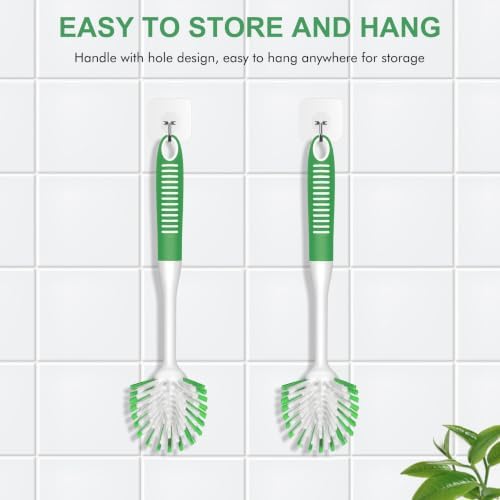 SetSail Dish Brush with Handle, 3 Pack Stiff Bristles Dish Scrubber, Green - Image 3