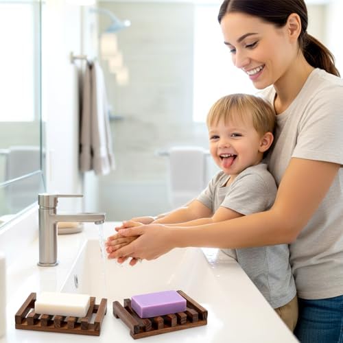 TIESOME 2 Pack Teak Soap Dish, Wooden Soap Holder, Natural Teak - Image 6