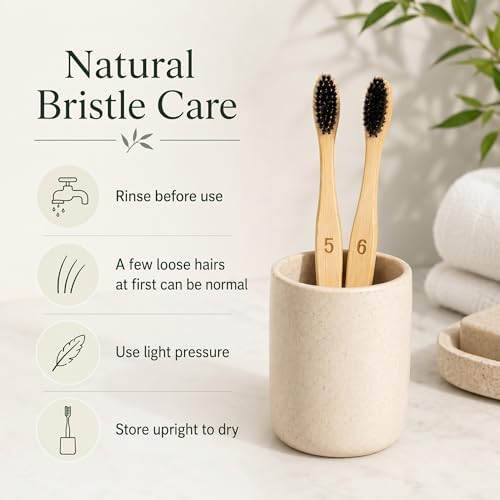 Horsehair Bamboo Toothbrush 10 Pack Plastic Free Numbered Set - Image 4