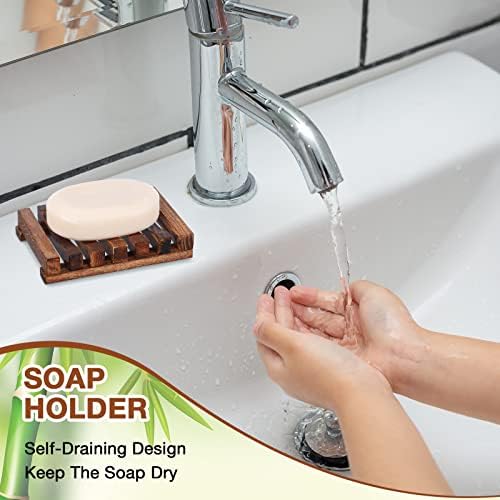Skylety 50 Pieces Wooden Shower Soap Dish Bulk Soap Holder, Brown Color - Image 3