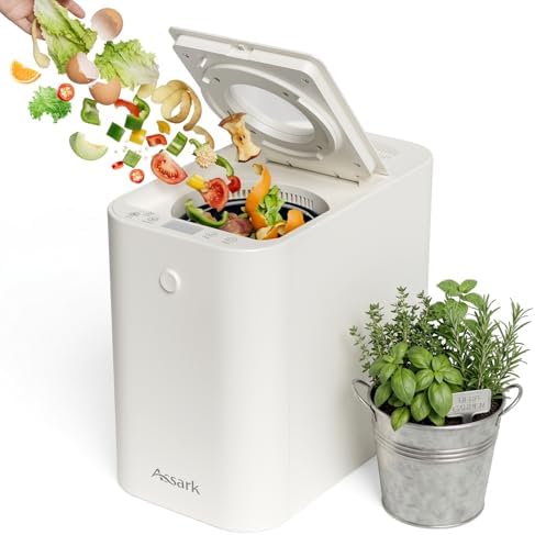 Electric Composter Smart 3L Kitchen Compost Bin Countertop Composter with Odorless Carbon Filter, Low Noise, Auto Clean, Visible Window Indoor Food Recycler Compost Tumbler Bin by SimpleEasierSafer