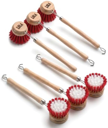 LOLA -The Original - Dishwashing & Vegetable Brush, 6 Pack, Hardwood w/Poly Fiber Bristles, Reusable, Sustainable, Has EZ-Grip Handle by LolaProducts