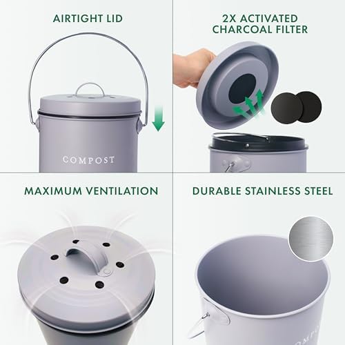 FINESSY Countertop Compost Bin with Lid Small, Indoor Kitchen Composter - Image 5