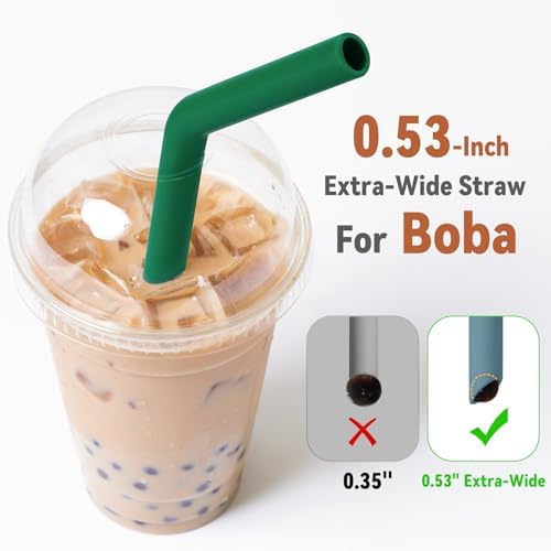 NiHome 6 PCS Extra Wide Reusable Bent Silicone Straws for Boba & Smoothies - Image 6