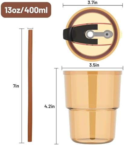 Luxfuel 13 oz Glass Cups with Lids and Straws Reusable Iced Coffee Tumbler - Image 2