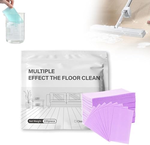 100 Count Multi-Surface Floor Cleaning Tablets, Upgraded Concentrated Dissolvable Cleaning Sheets for Hardwood, Laminate, Tile, Marble & RV Floors (Purple) by Unknown