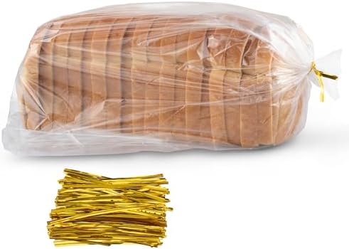 Bread Bags with Ties, Reusable,100 Clear Bags and 100 Ties, Bread Bags For Homemade Bread And Bakery Loaf Adjustable Reusable(100) by Mantah