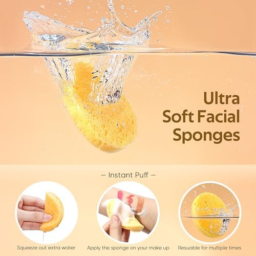 GAINWELL 50-Count Compressed Face Sponges, 100% Natural Wooden Cellulose Cosmetic Spa Sponge for Facial Cleansing, Exfoliating Mask, Makeup Removal - Image 2