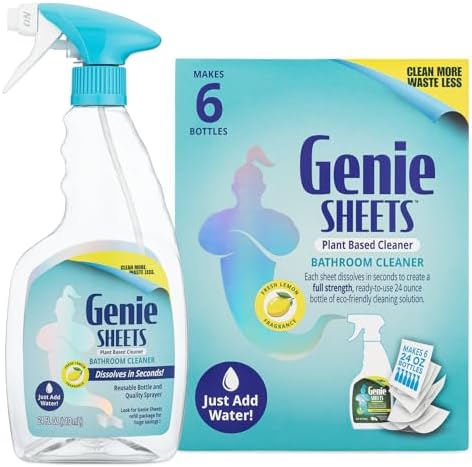 Microfiber Wholesale Genie Sheets Bathroom Cleaner | 1 Bottle with Foaming Sprayer + Concentrate Makes 6 24oz Refills | Professional-Strength | Just Add Water | Sustainable EcoFriendly Plant-Based by MicrofiberWholesale