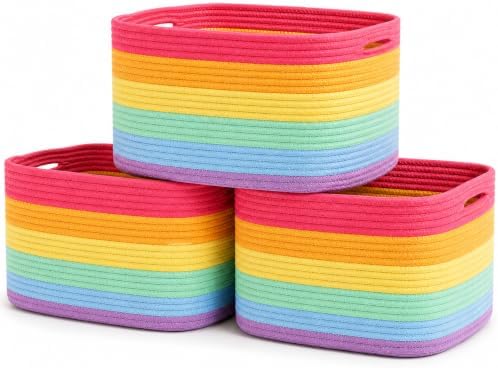 OrganiHaus Rainbow Baskets for Shelves, Set of 3, 15x9x10 by OrganiHaus