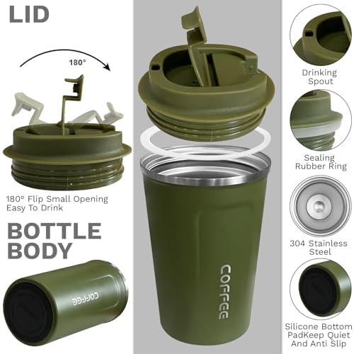 Insulated Travel Coffee Mug, Stainless Steel Coffee Cup with Leakproof Lid - Image 2
