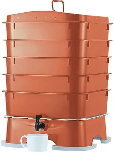 Original Vermihut ® Plus 5 – Tray Worm Composter -Sustainable Design for Both Indoor & Outdoor, Worm Compost Bin for Vermicomposting Starter, Recycling Food Wastes to Save Our Planet-Terracotta by VermiHut