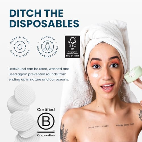 LastRound Reusable Makeup Remover Pads - 7 Washable Eco-Friendly Reusable Cotton Rounds for Face - Sustainable & Soft Cotton Face Pads for Facial Cleansing & Eye Makeup Removal - Travel Storage Case - Image 6