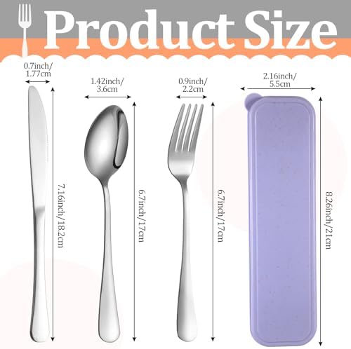 Yinkin 1 Pack Travel Silverware Set with Case for Lunch,Purple - Image 2