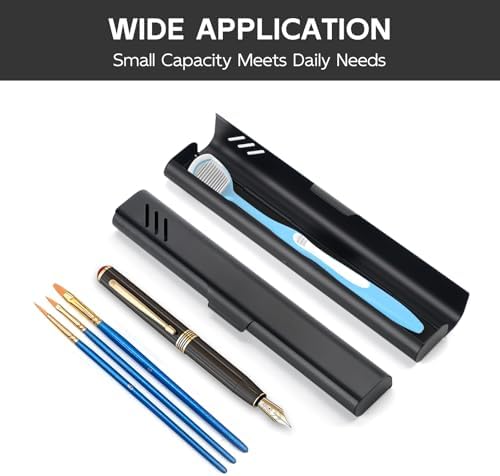 Travel Toothbrush Case, Portable Toothbrush Holder, Durable Aluminum Toothbrush Storage Box, Small Breathable Manual Toothbrush Container for Traveling, School, Camping, Business Trip - Black - Image 6