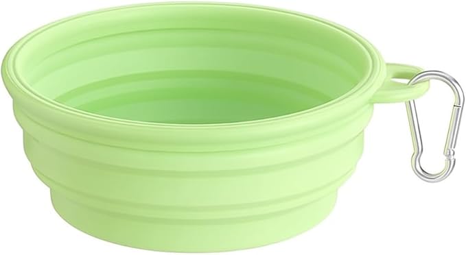 Collapsible Dog Bowl, Portable Silicone Pet Bowl with Clip for Travel, Hiking, and Outdoor Use (Green) (Green)