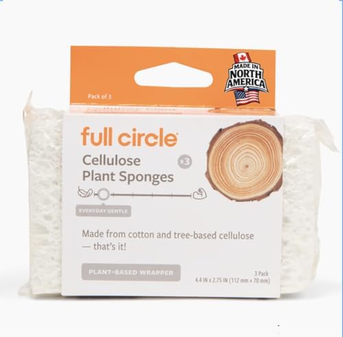 Full Circle 100% Plant-Based Cellulose Sponges, Natural Sponge, Pack of 3 by FULLCIRCLE
